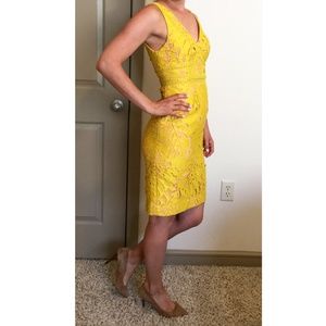 NEW 00P yellow lace Anthropologie dress